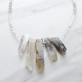 Botswana agate necklace with crystals and labradorite