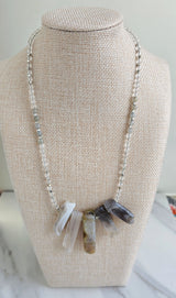 Botswana agate necklace with crystals and labradorite