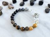 Project fear new years bracelet with silver duck obsidian clear quartz citrine tiger eye