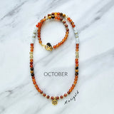 october birth flower necklace marigold moxie malas