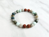 purpose intention bracelet with rudraksha african turquoise labradorite amazonite