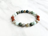 purpose intention bracelet with rudraksha african turquoise labradorite amazonite